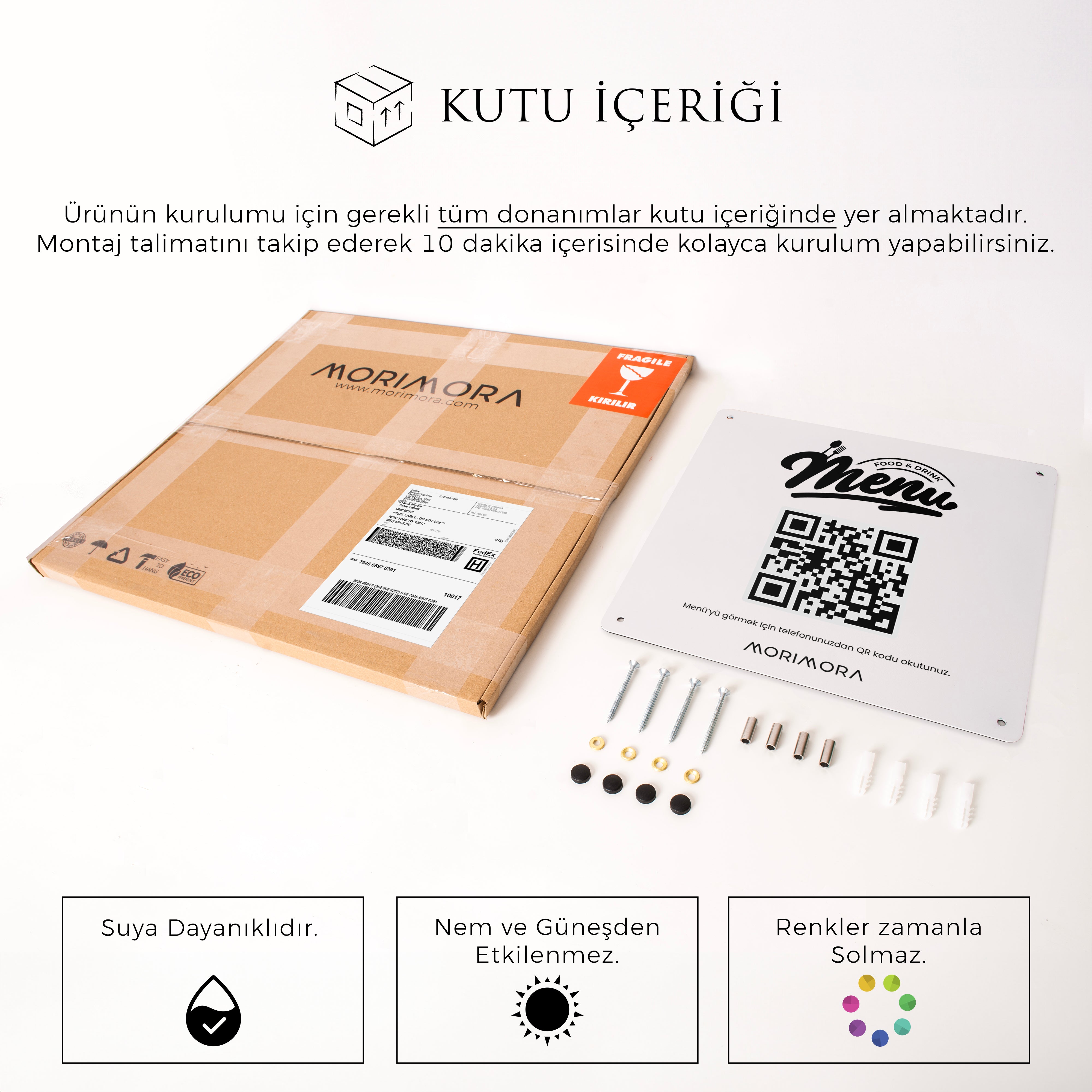 QR Kodlu Metal Duvar Menü Tabelası