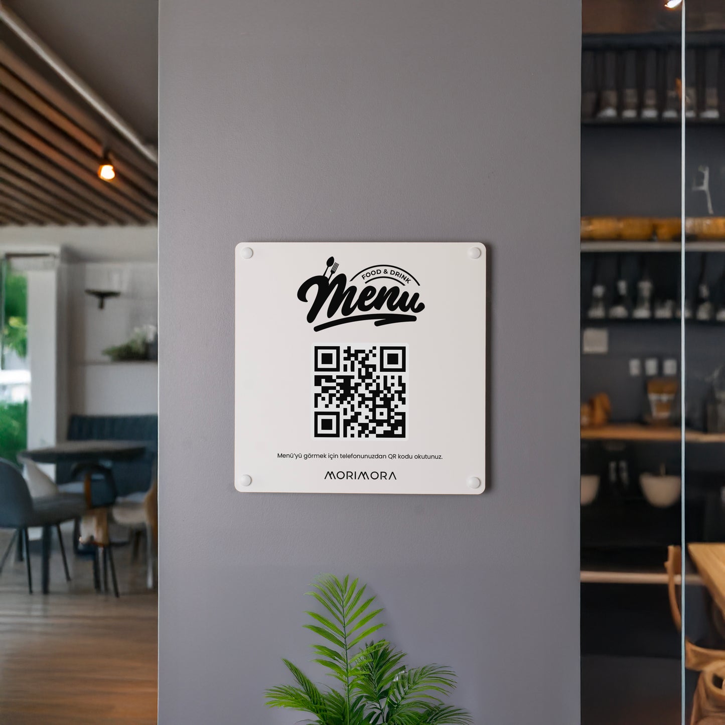 QR Kodlu Metal Duvar Menü Tabelası