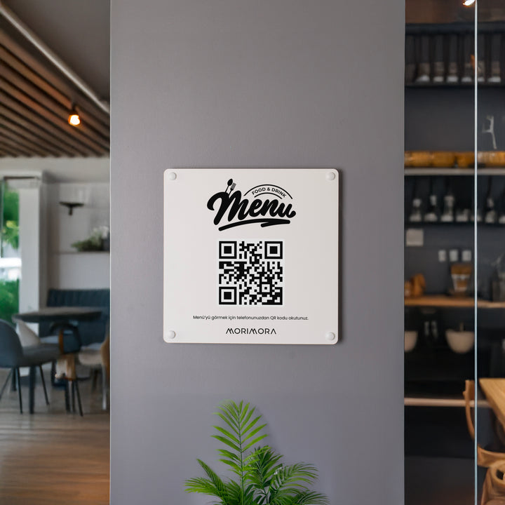 QR Kodlu Metal Duvar Menü Tabelası