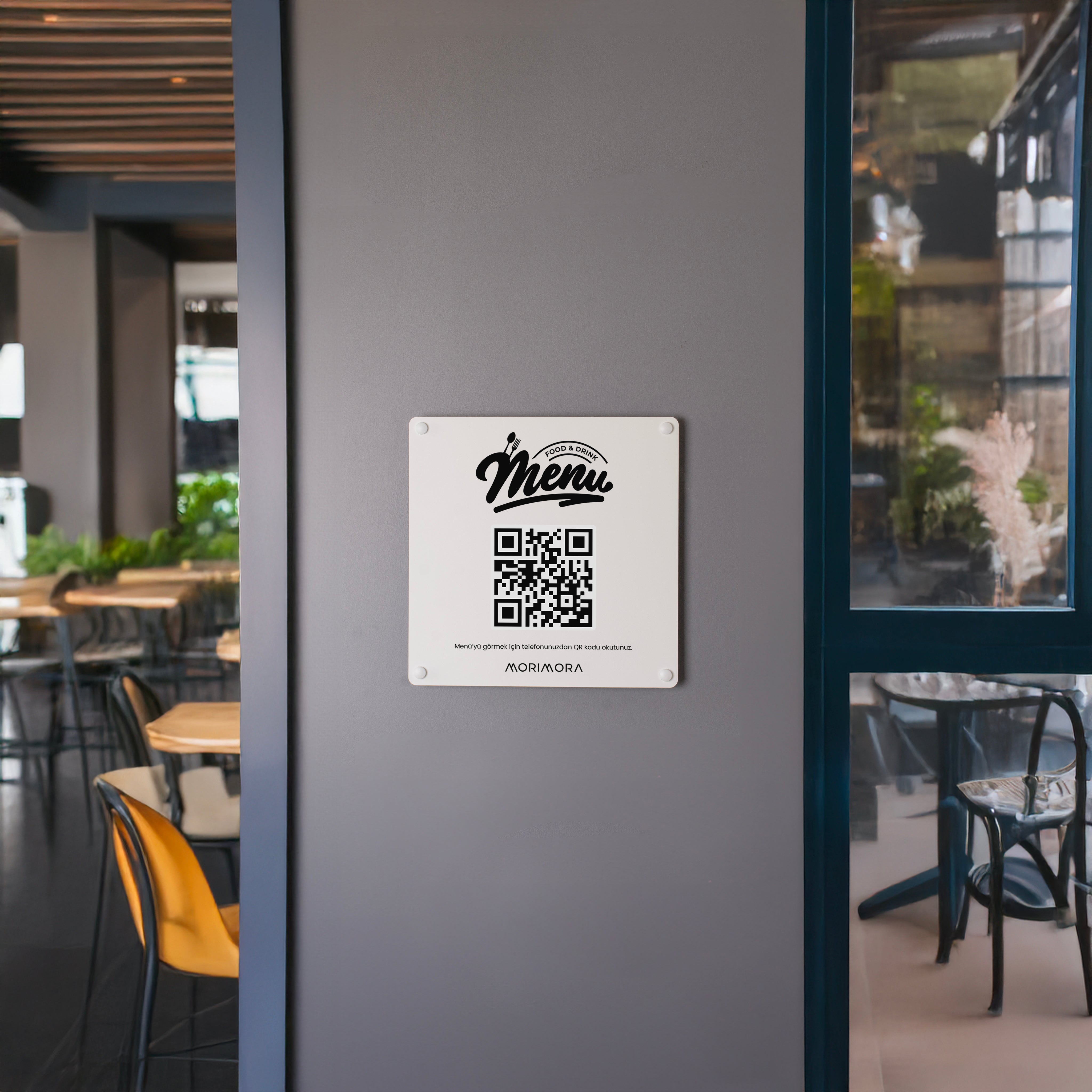 QR Kodlu Metal Duvar Menü Tabelası
