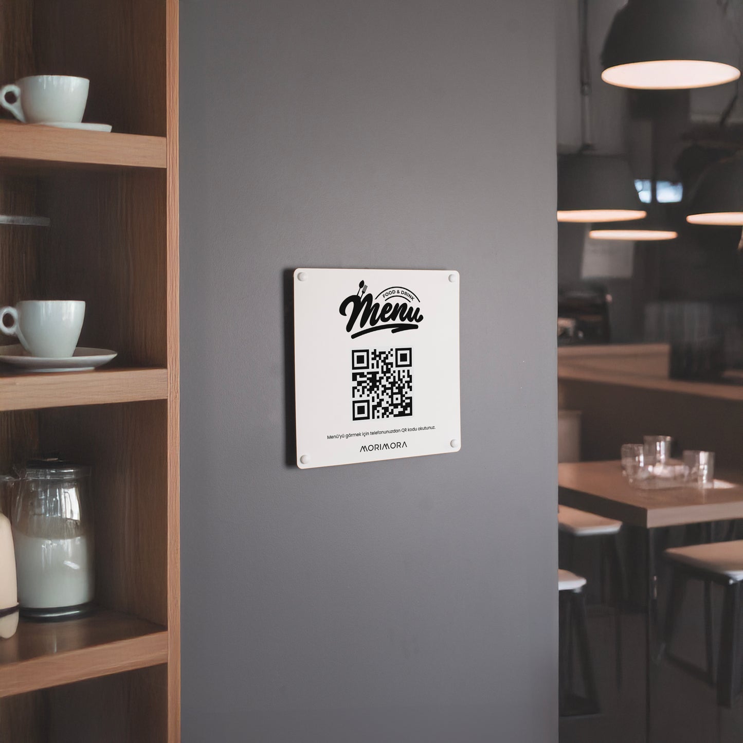 QR Kodlu Metal Duvar Menü Tabelası