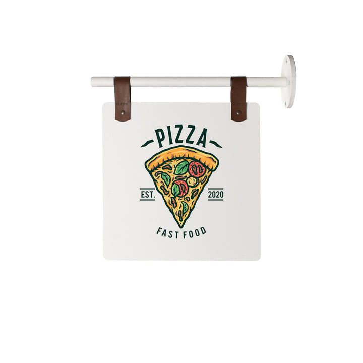 Çift Taraflı Metal Bayrak Tabela Beyaz