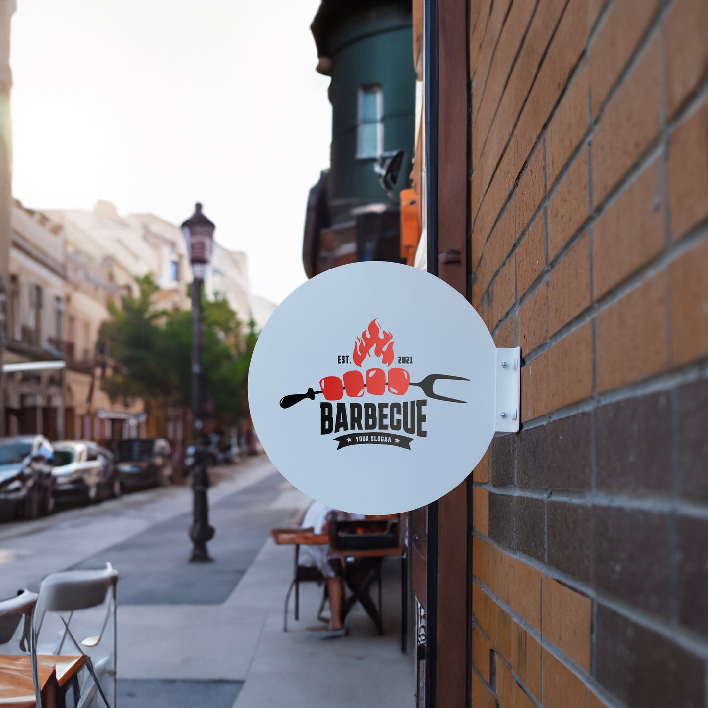 İşletmelere Özel Logolu Metal Tabela - Yuvarlak