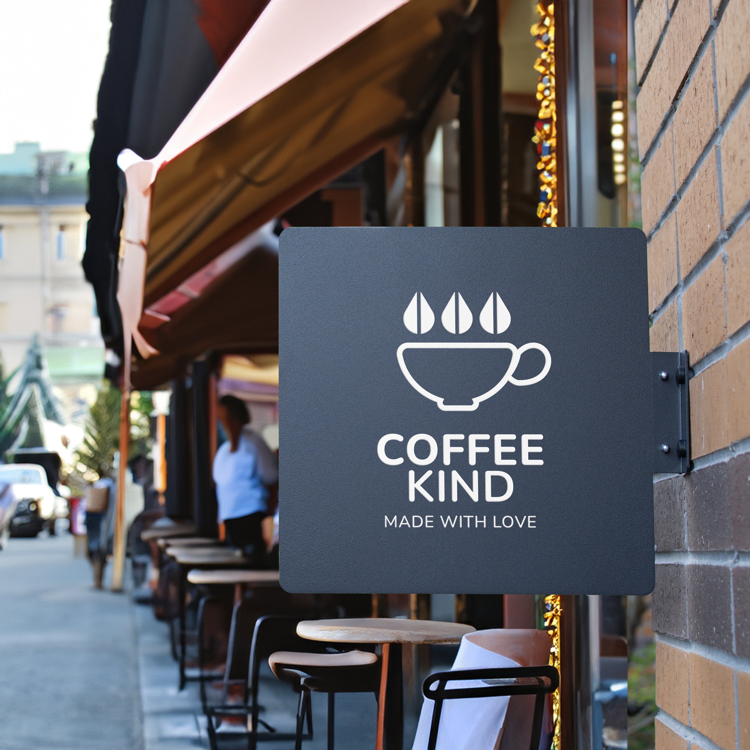 İşletmelere Özel Logolu Metal Tabela - Kare