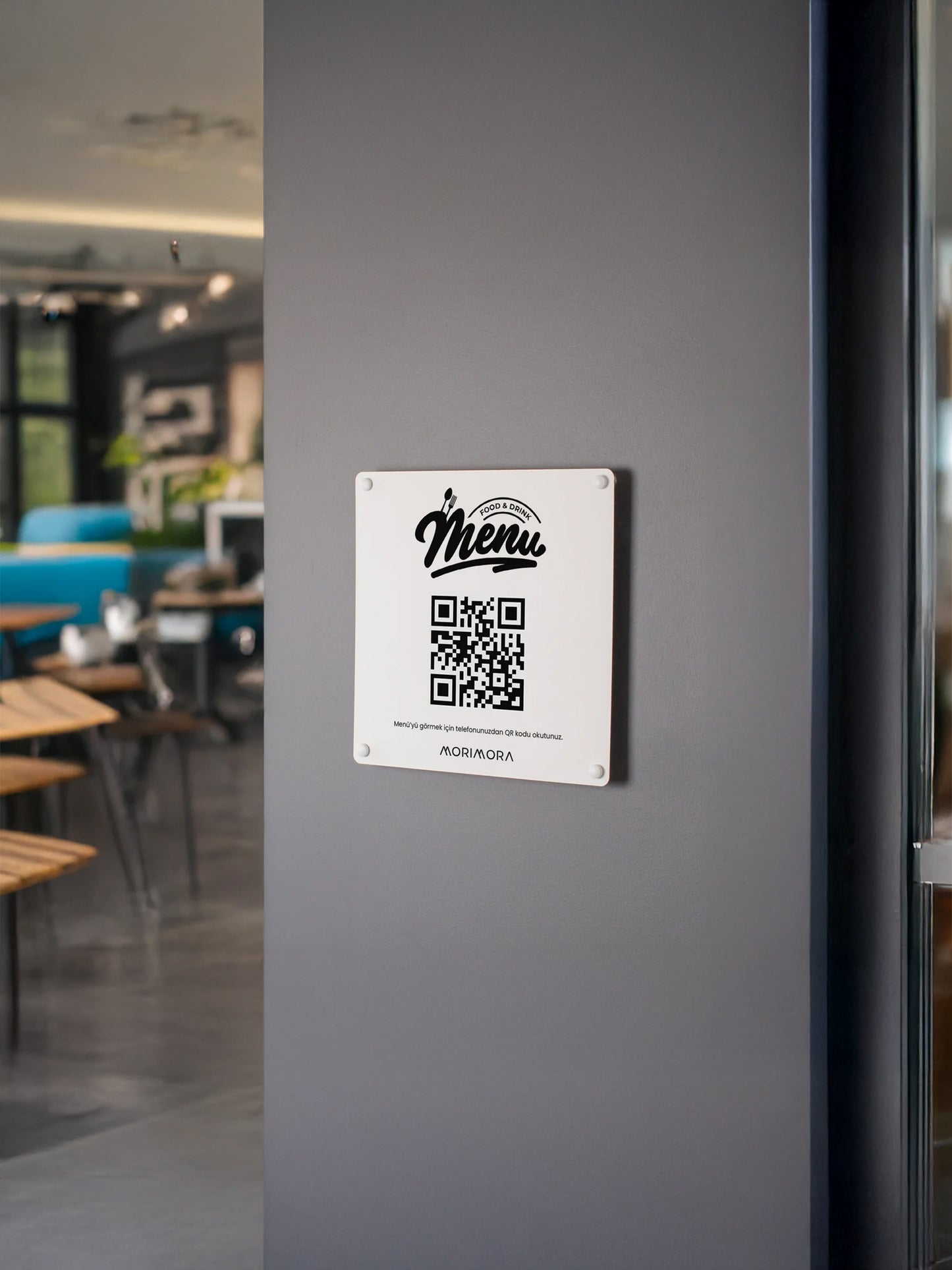 QR Kodlu Metal Duvar Menü Tabelası