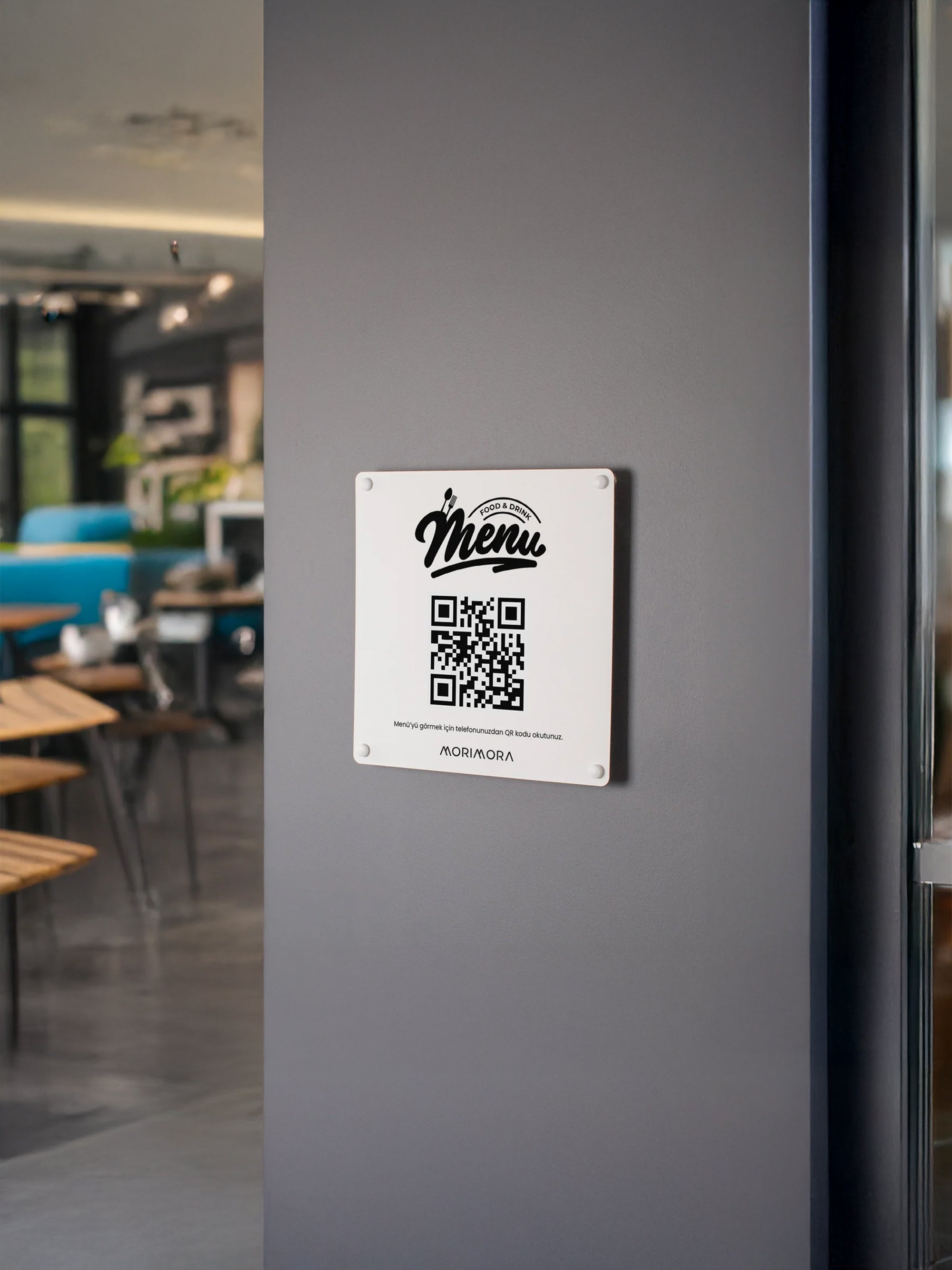 QR Kodlu Metal Duvar Menü Tabelası