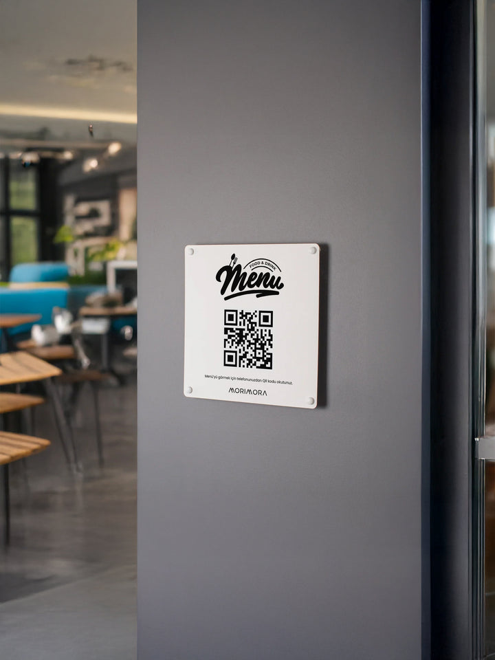 QR Kodlu Metal Duvar Menü Tabelası
