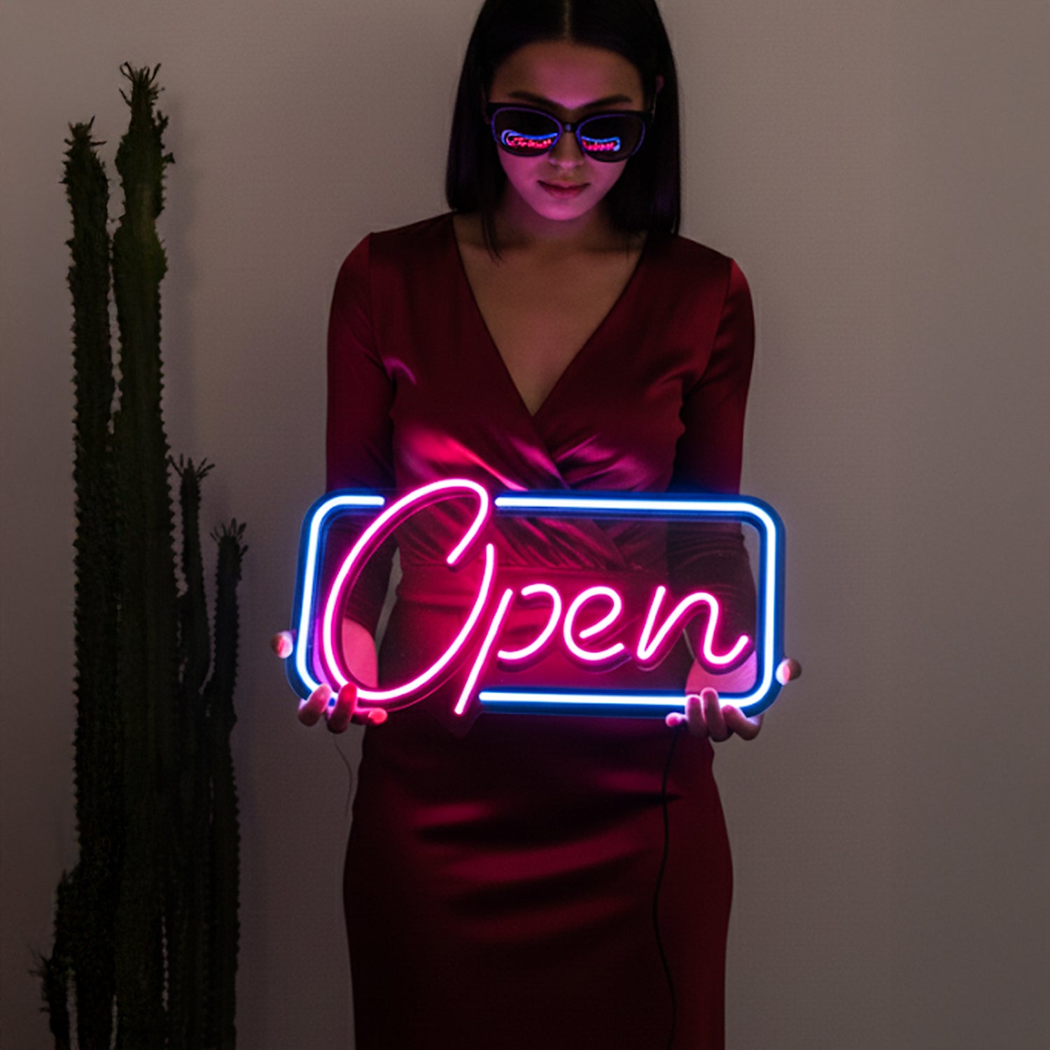 Open Neon Işık Modern