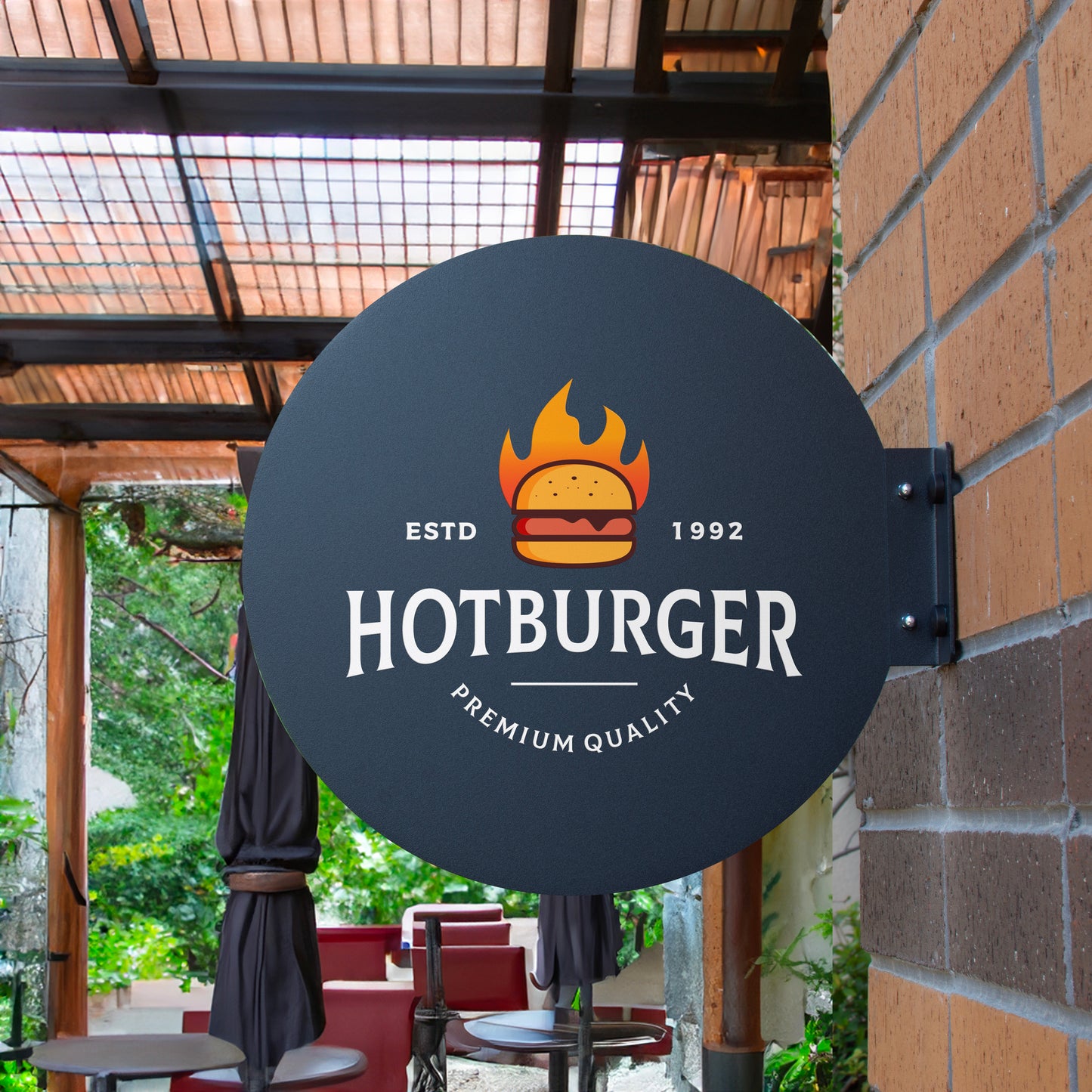 İşletmelere Özel Logolu Metal Tabela - Yuvarlak