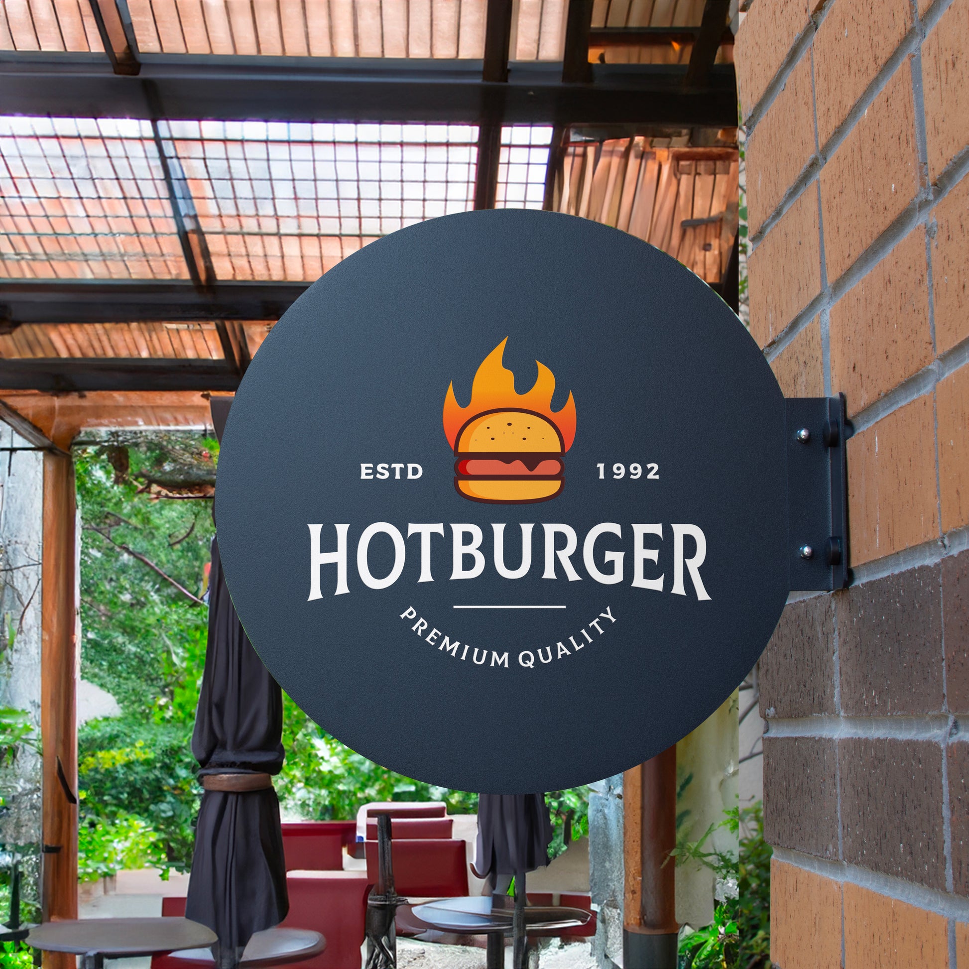 İşletmelere Özel Logolu Metal Tabela - Yuvarlak