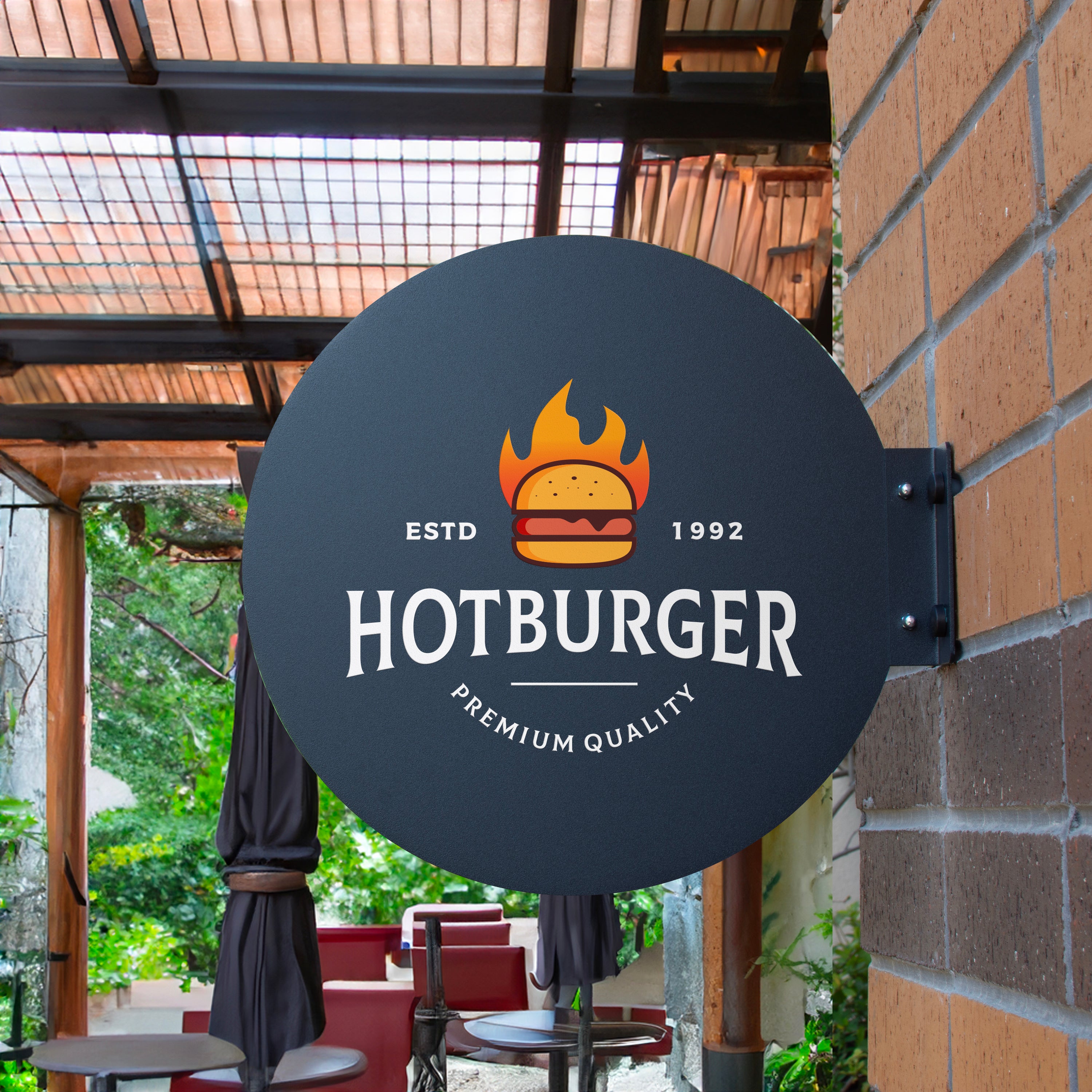 İşletmelere Özel Logolu Metal Tabela - Yuvarlak