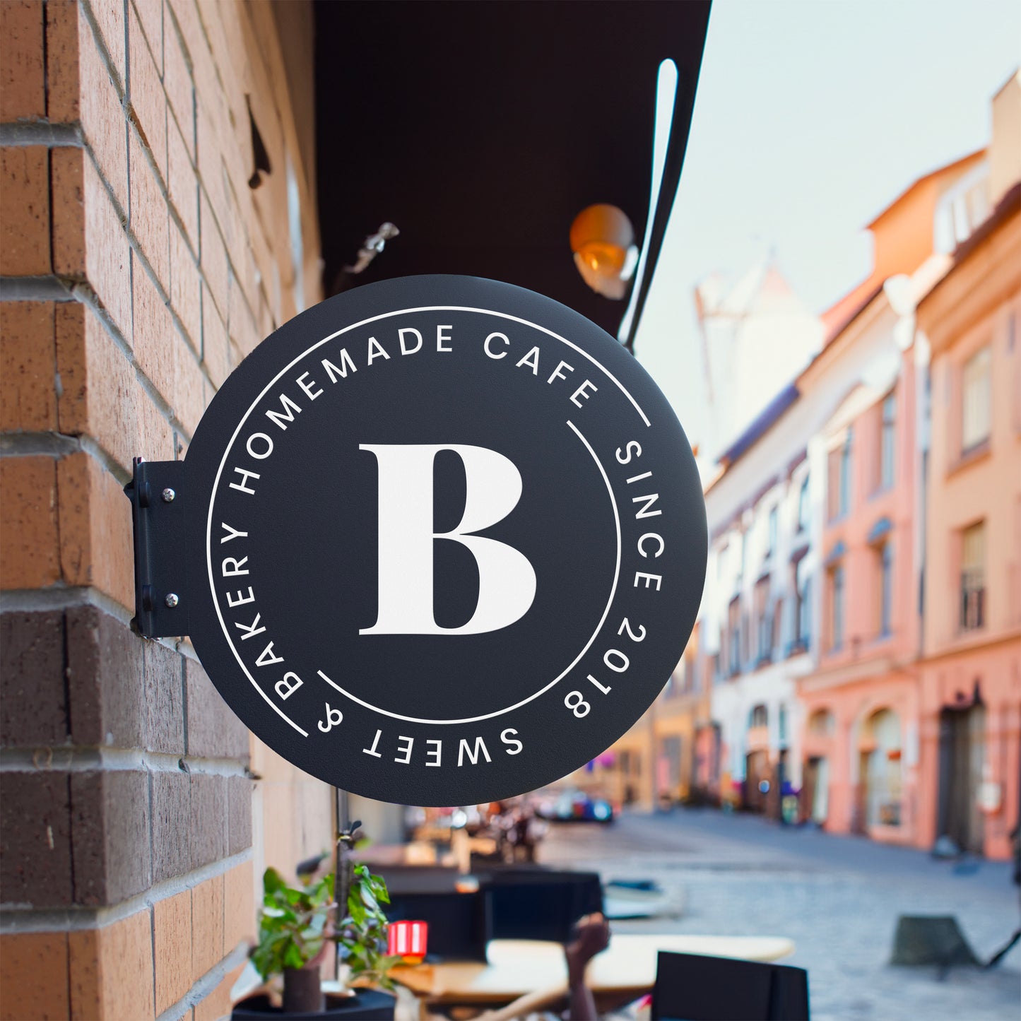 İşletmelere Özel Logolu Metal Tabela - Yuvarlak