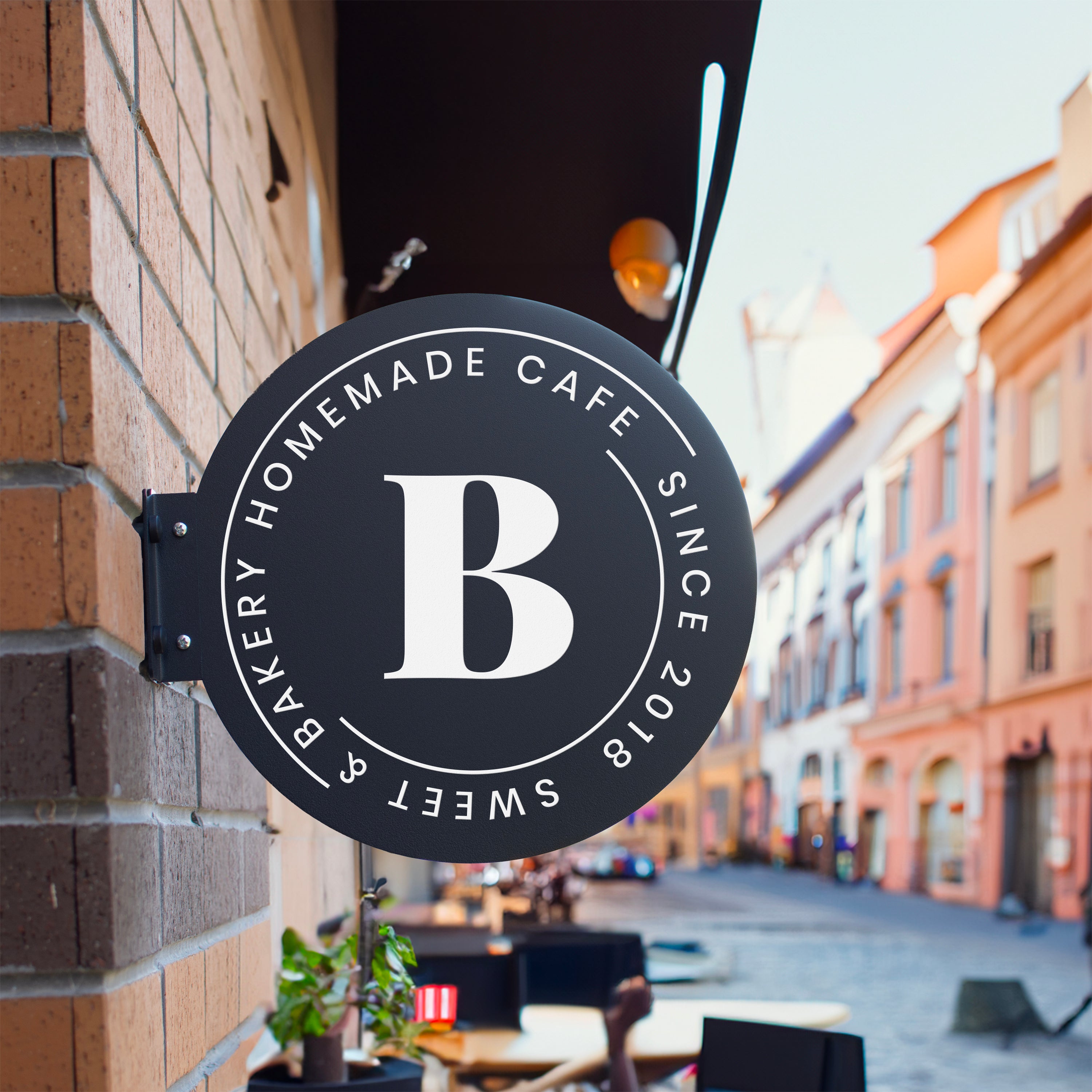 İşletmelere Özel Logolu Metal Tabela - Yuvarlak