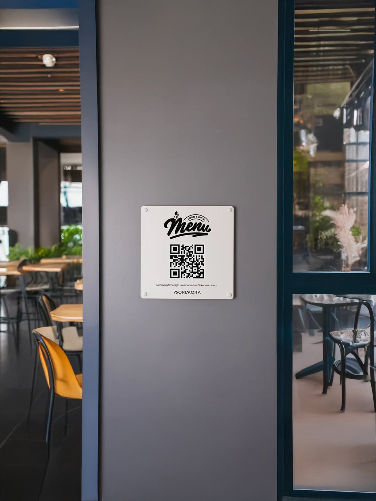 QR Kodlu Metal Duvar Menü Tabelası