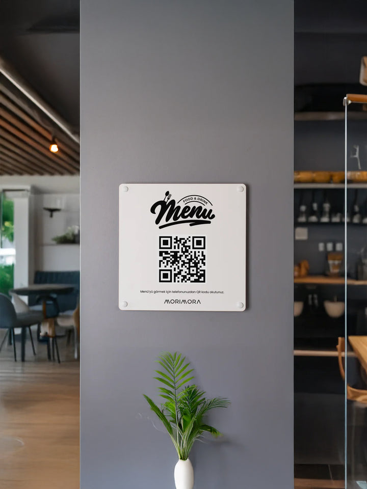 QR Kodlu Metal Duvar Menü Tabelası