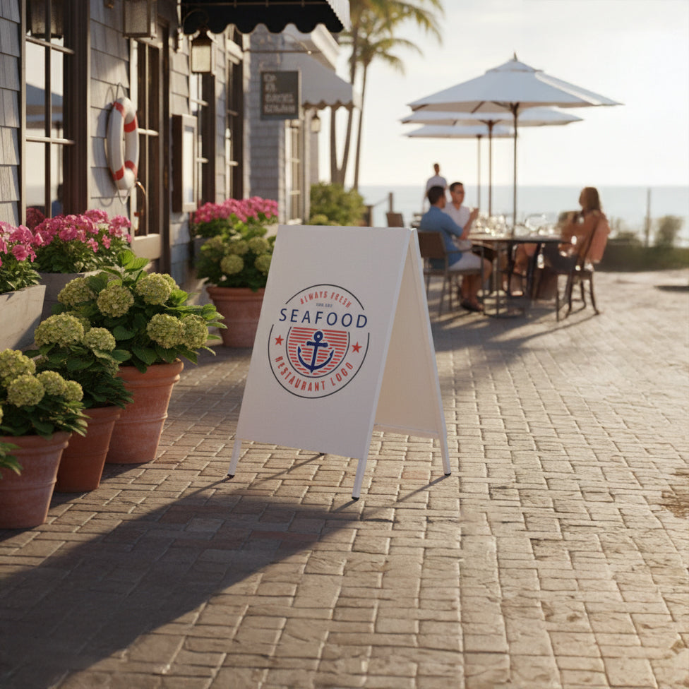 Mağaza Önü Açılır Kapanır Tabela - Beyaz