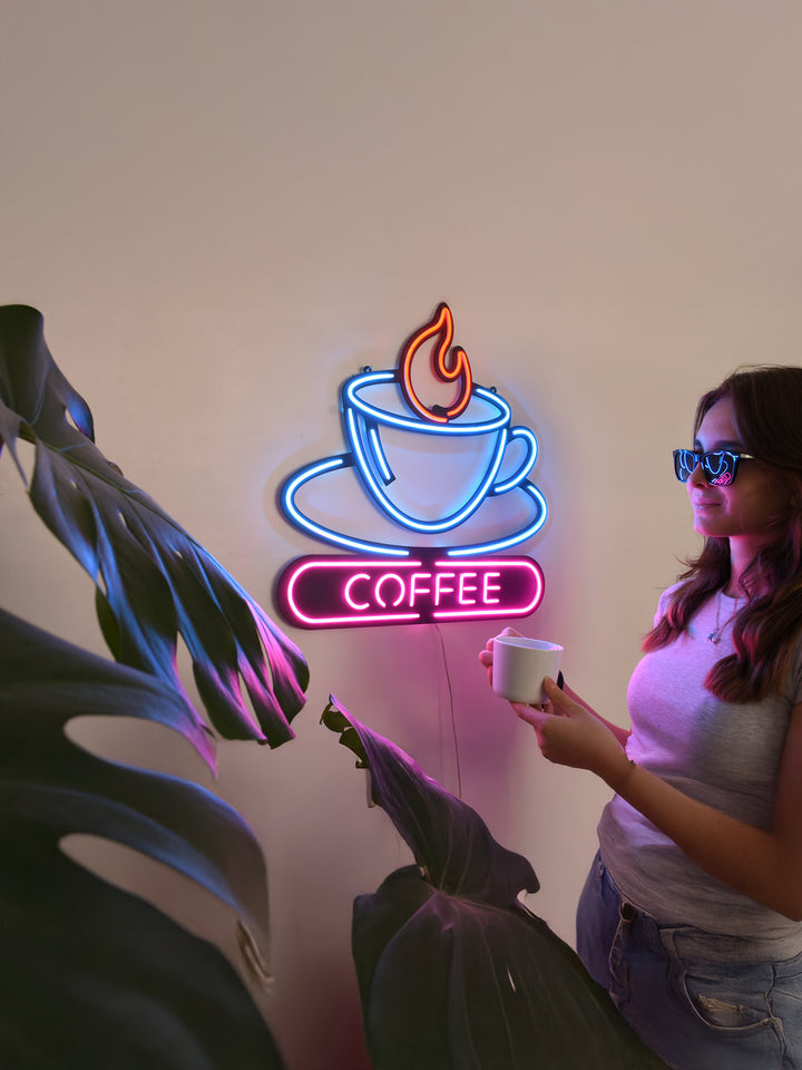 Coffee Neon Tabela - Cafe Dekoru