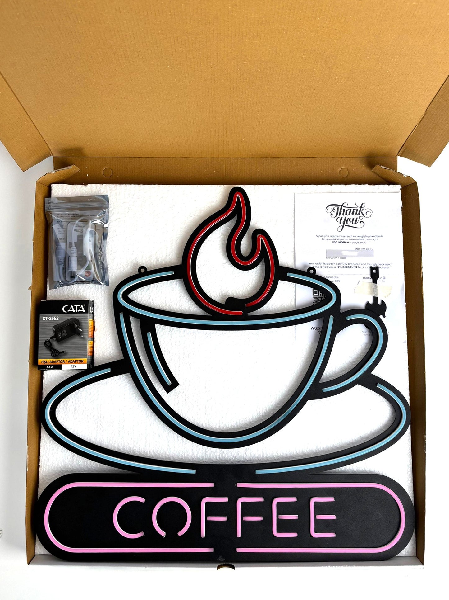 Coffee Neon Tabela - Cafe Dekoru