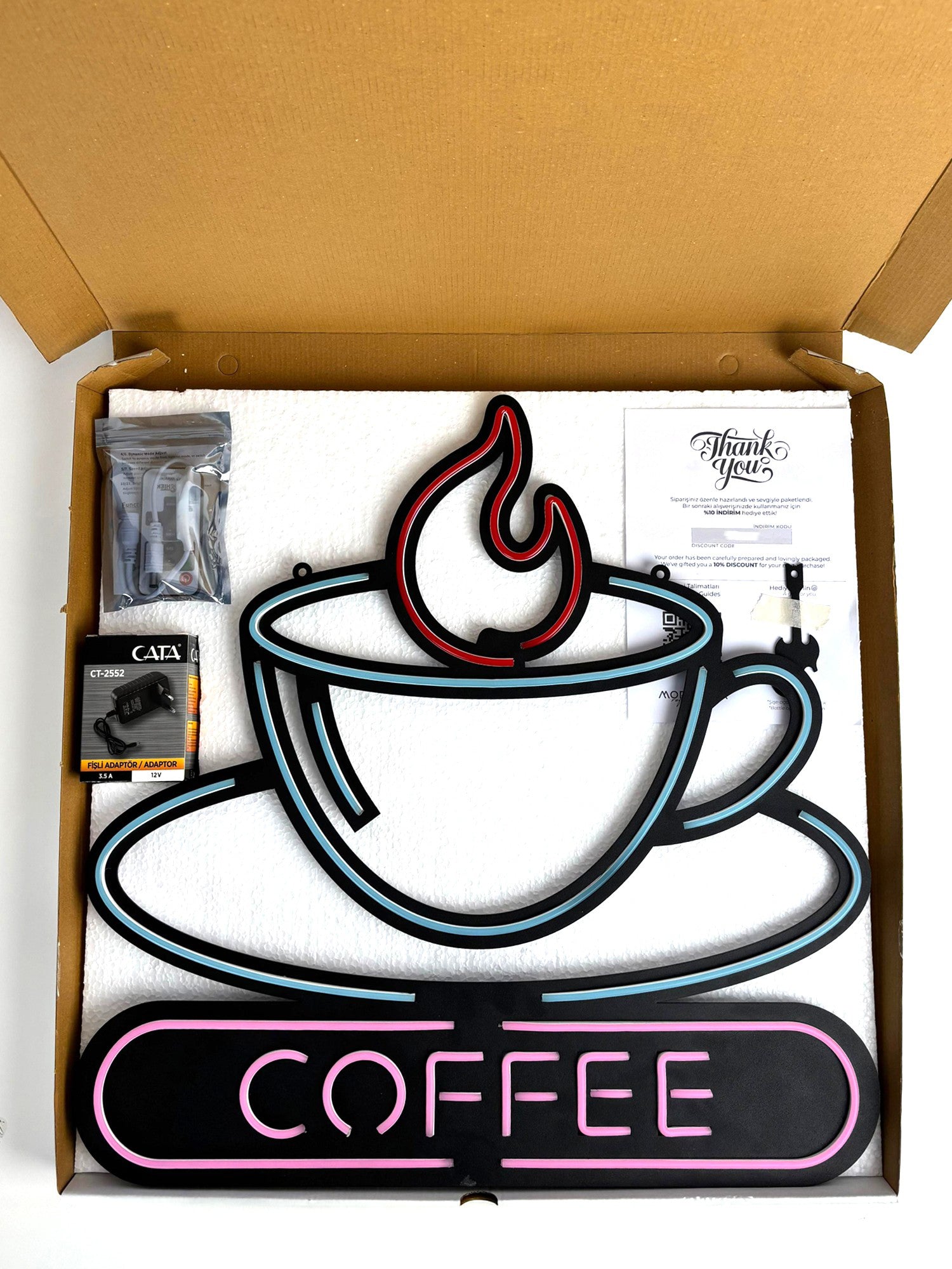Coffee Neon Tabela - Cafe Dekoru