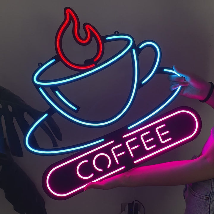 Coffee Neon Tabela - Cafe Dekoru